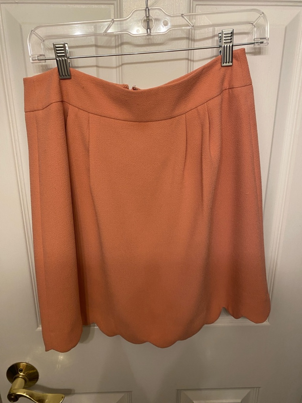 LOFT Coral A-Line Skirt with Scalloped Hem